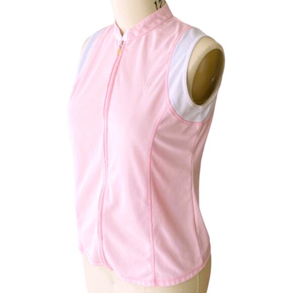 NANCY LOPEZ Pink & White Sleeveless Full Zip Golf Vest Top ~ Women's Size MEDIUM - Picture 3 of 7
